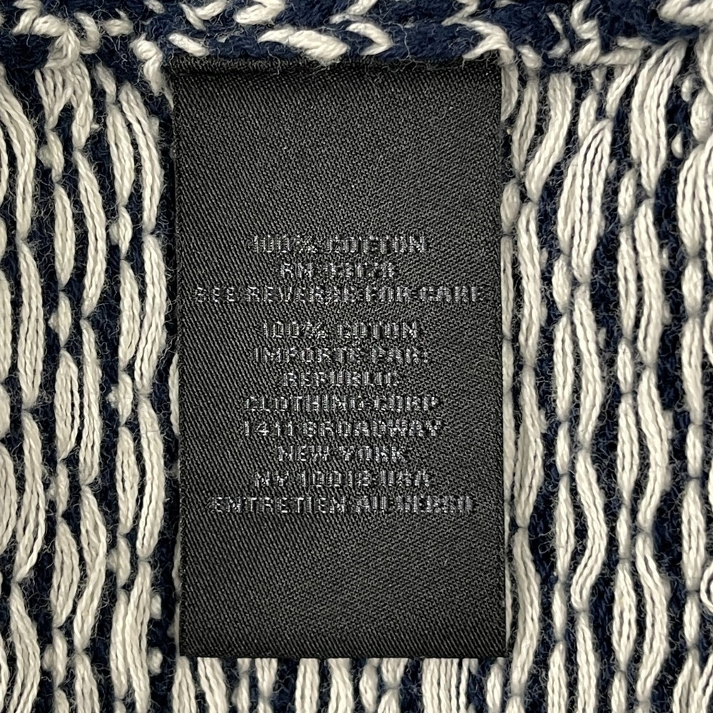 Magaschoni Men's Knit Sweater Medium Navy Blue White Crewneck Cotton Preppy NWT - Picture 9 of 9